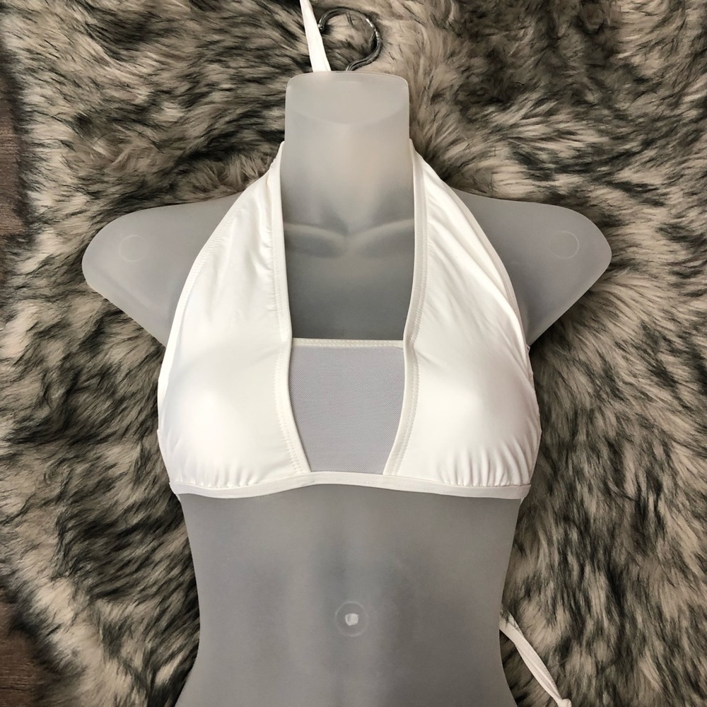 NEW WHITE MESH INSERT BIKINI TOP MEDIUM
